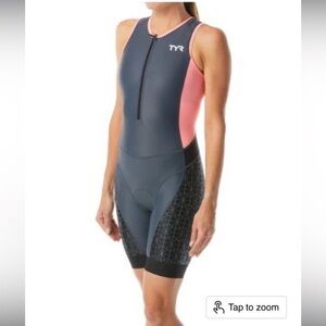 TYR Women's Tri Suit in Dark Gray and Pink